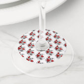 Étiquette Pour Verre De Vin Croissant mécanique avec roses rouges (De près)