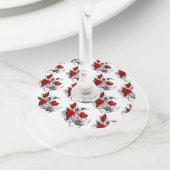 Étiquette Pour Verre De Vin Croissant mécanique avec roses rouges (De près)