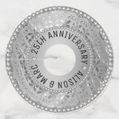 Étiquette Pour Verre De Vin Damas gris argenté (Dos)