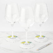 Étiquette Pour Verre De Vin Design de citron vert à l'eau - Nom de couple (Lot)