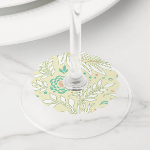 Étiquette Pour Verre De Vin Design floral 21