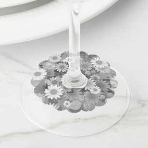 Étiquette Pour Verre De Vin Design floral 3