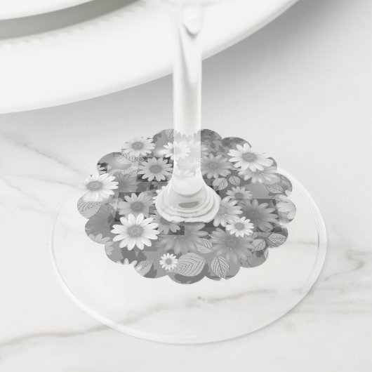 Étiquette Pour Verre De Vin Design floral 3 (De près)