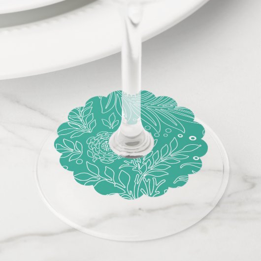 Étiquette Pour Verre De Vin Design floral 34 (De près)