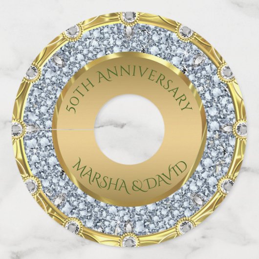 Étiquette Pour Verre De Vin Diamants d'argent (Devant)