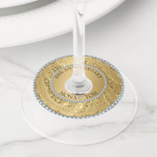 Étiquette Pour Verre De Vin Diamants Et Damas D'Or