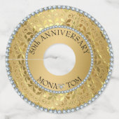 Étiquette Pour Verre De Vin Diamants Et Damas D'Or (Dos)