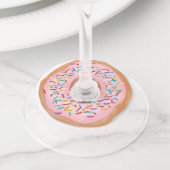 Étiquette Pour Verre De Vin Donut Pink Frosting Sprinkles Cute | (De près)
