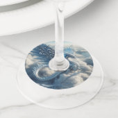 Étiquette Pour Verre De Vin Dragon superbe entouré de nuages (De près)