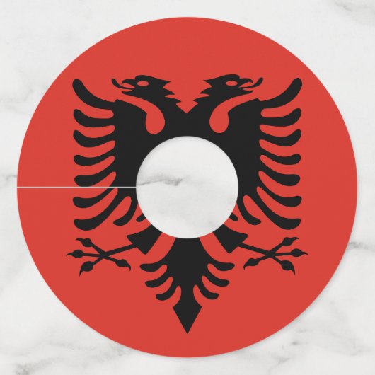 Étiquette Pour Verre De Vin Drapeau albanais (Devant)