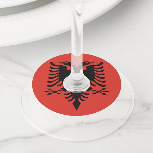 Étiquette Pour Verre De Vin Drapeau albanais (De près)