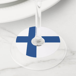 Étiquette Pour Verre De Vin Drapeau de Finlande