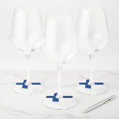 Étiquette Pour Verre De Vin Drapeau de Finlande (Lot)