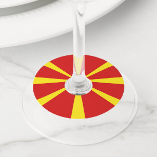 Étiquette Pour Verre De Vin Drapeau de la Macédoine du Nord