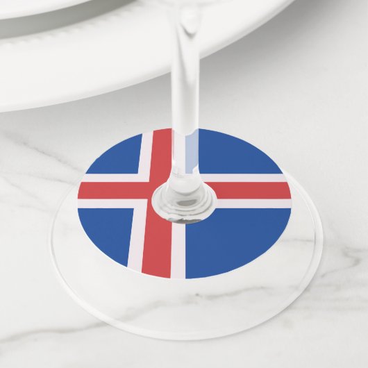Étiquette Pour Verre De Vin Drapeau de l'Islande (De près)