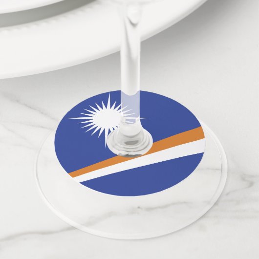 Étiquette Pour Verre De Vin Drapeau des Îles Marshall (De près)
