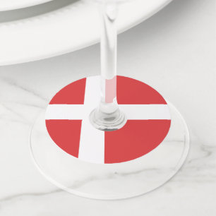 Étiquette Pour Verre De Vin Drapeau du Danemark