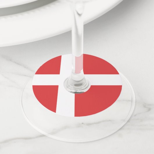 Étiquette Pour Verre De Vin Drapeau du Danemark (De près)