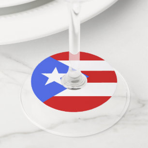 Étiquette Pour Verre De Vin Drapeau Porto Rico