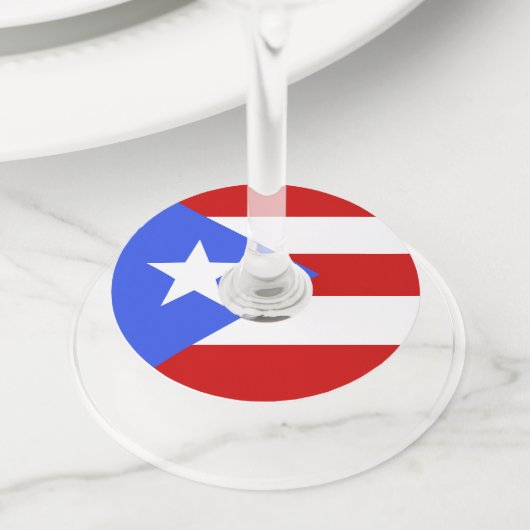 Étiquette Pour Verre De Vin Drapeau Porto Rico (De près)