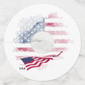 Étiquette Pour Verre De Vin Drapeau USA (Devant)