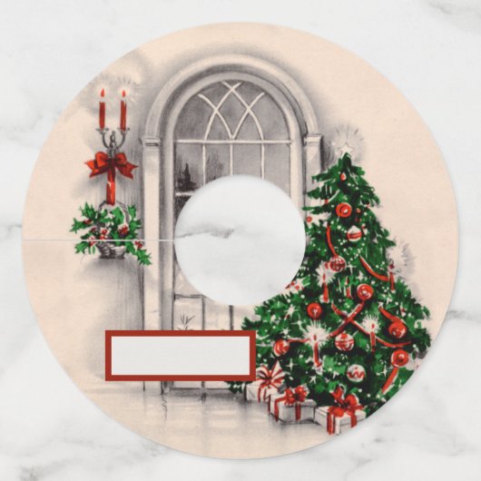 Étiquette Pour Verre De Vin Éclairage de la fenêtre de Noël Verre de vin (Devant)