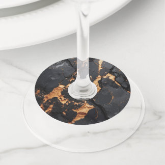 Étiquette Pour Verre De Vin Elegant Black Marble with Gold Veins Modern Art