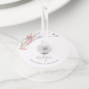 Étiquette Pour Verre De Vin Élégant Fleur sauvage Floral Mariage