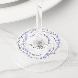 Étiquette Pour Verre De Vin Elégant Lavender Wreath Wedding Favor