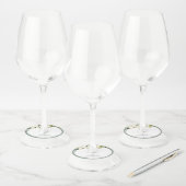 Étiquette Pour Verre De Vin Elégant Mariage d'aquarelle gris blanc vert (Lot)