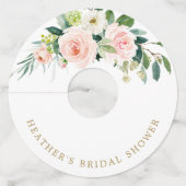 Étiquette Pour Verre De Vin Élégant Mariage Fleur Rose (Dos)