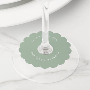 Étiquette Pour Verre De Vin Élégant mariage vert sauge