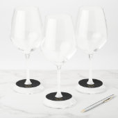 Étiquette Pour Verre De Vin Élégant noir blanc or simple Mariage Monogramme (Lot)