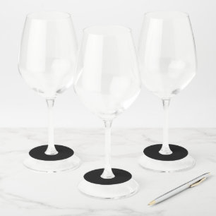 Étiquette Pour Verre De Vin Élégant Noir Uni