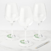 Étiquette Pour Verre De Vin Elégant vert Aquarelle Mariage botanique (Lot)