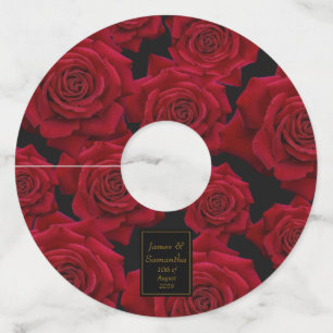 Étiquette Pour Verre De Vin Élégante Rose rouge -