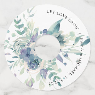 Étiquette Pour Verre De Vin Étiquette de verre à vin floral aquarelle à la men