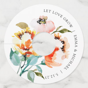 Étiquette Pour Verre De Vin Étiquette de verre à vin floral aquarelle vintage 