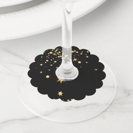 Étiquette Pour Verre De Vin Étoiles d'Or (De près)