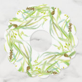 Étiquette Pour Verre De Vin Eucalyptus aquarelle art vert feuilles (Dos)