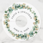 Étiquette Pour Verre De Vin Eucalyptus Rustic Gold Mariage élégant (Devant)