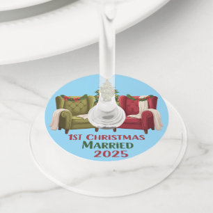Étiquette Pour Verre De Vin Fauteuils Coquets 1er Noël Mariés 2025 Jeunes Ma