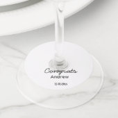 Étiquette Pour Verre De Vin Félicitations minimales simples ajouter nom date a (De près)