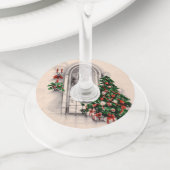 Étiquette Pour Verre De Vin Fenêtre de Noël (De près)