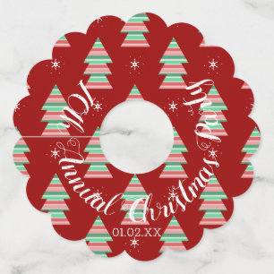 Étiquette Pour Verre De Vin Fête annuelle Arbres de Noël