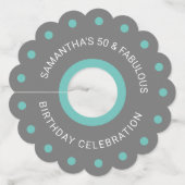 Étiquette Pour Verre De Vin Fête d'anniversaire Chic 50 et Fabuleuse (Devant)