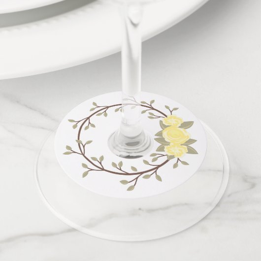 Étiquette Pour Verre De Vin Fête de germe jaune mignonne (De près)