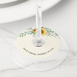 Étiquette Pour Verre De Vin Fête de mariage champêtre Eucalyptus Tournesol