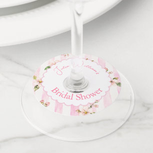 Étiquette Pour Verre De Vin Fête de mariage Floral d'Été au Pink Lemonade