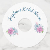 Étiquette Pour Verre De Vin Fête des mariées de l'aquarelle Succulents (Devant)